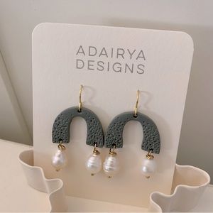 Polymer clay and pearl handcrafted earrings